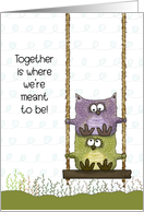 Happy Anniversary for Wife Owls on Swing Together Meant to Be card