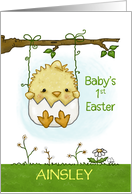 Customizable Name Baby’s First Easter Ainsley Little Swinging Chick card