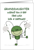 Customizable Happy Valentine’s Day Granddaughter Bug with Dandelions card