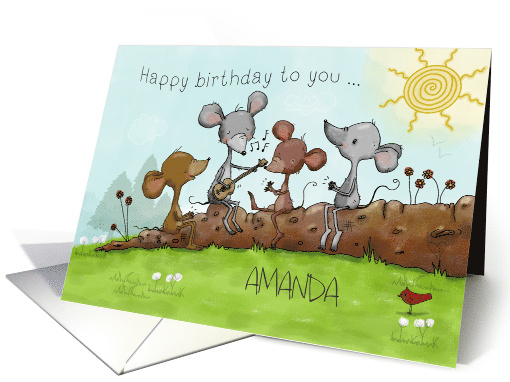 Customizable Happy Birthday to You Song for Amanda Mouse Quartet card