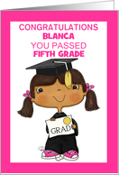Customizable Congratulations Little 5th Grade Graduate Girl Brown Skin card