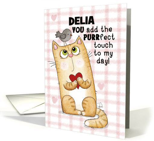Customizable Happy Birthday for Delia Cat with Bird... (1921688)