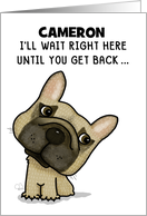 Customizable Missing You for Cameron Sad Waiting French Bulldog card