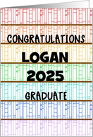 Customizable Congratulations 2025 Graduate Logan Rainbow Bookshelf card