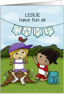 Customizable Thinking of You While at Summer Camp Leslie Girls Camp card