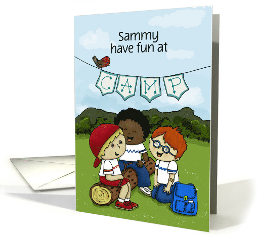 Customizable Thinking of You While at Summer Camp Sammy Boys Camp card
