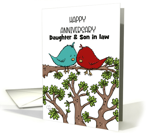 Customizable Happy Anniversary Daughter Son in Law Two Love Birds card