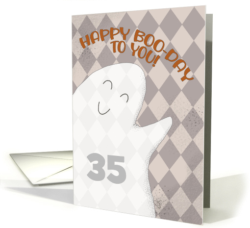 Customizable Happy 35th Birthday on Halloween Boo Day Ghost card