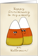 Happy Anniversary on Halloween to My Sweety for Spouse Candy Corn card
