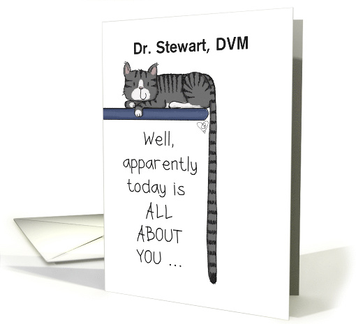 Customized Happy Birthday for Veterinarian Perched Cat... (1968030)