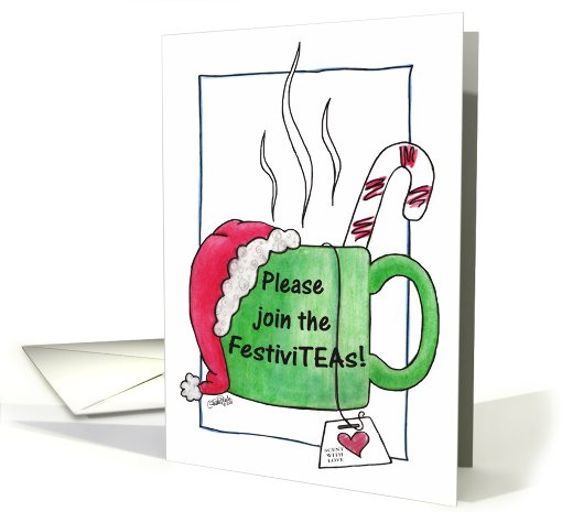 Teacup with Santa Hat-Christmas Party Invitation card (262461)