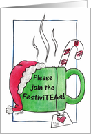 Teacup with Santa Hat-Christmas Party Invitation card
