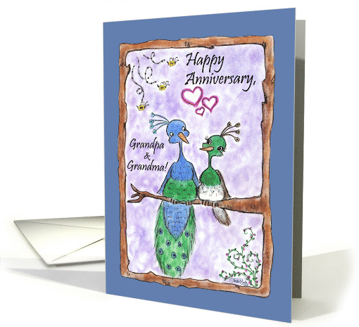 Peacock Happy Anniversary for Grandma and Grandpa card (294794)
