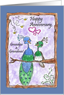 Peacock Happy Anniversary for Grandma and Grandpa card