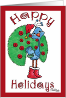 Christmas Peacock Happy Holidays Peacock Dressed for Christmas card