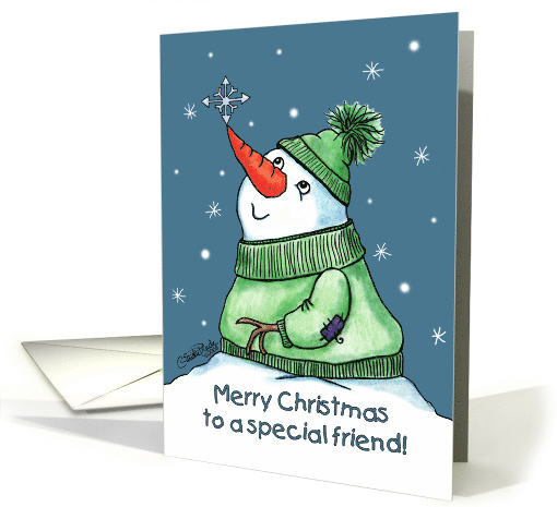 Snowman and Snowflake Merry Christmas to Special Friend card (304284)