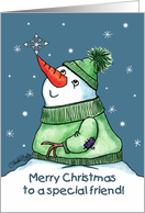 Snowman and Snowflake Merry Christmas to Special Friend card