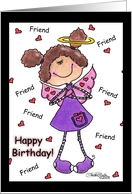Happy Birthday for Friend Angel with Hearts card