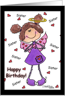 Happy Birthday for Sister Angel with Hearts card