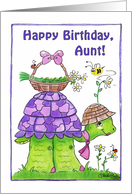 Happy Birthday for Aunt Turtle with Basket of Flowers card