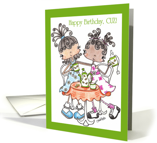 Tea Party Girls Birthday for Cousin card (333459)