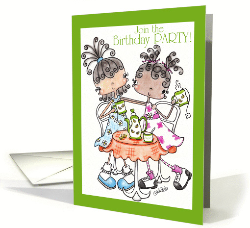 Little Girls Tea Party- Birthday invitation card (333615)