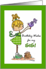 Little Girl with Bird-Birthday sister card