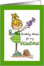 Little Girl with Bird-Birthday grandma card