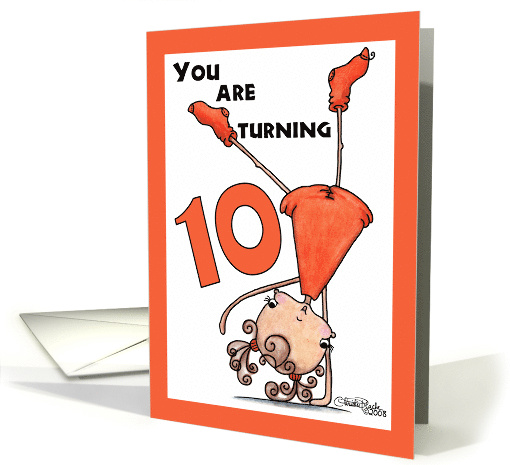 Cartwheel Little Girl 10th Birthday card (337227)