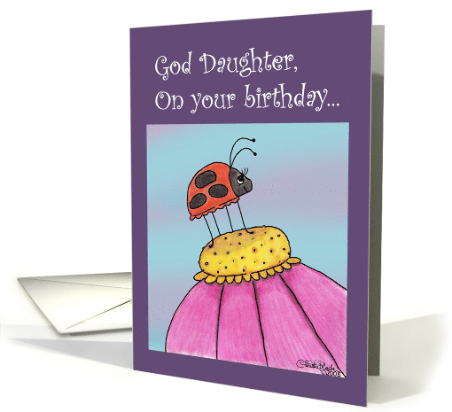Tall Lady Bug Birthday God Daughter card (337604)