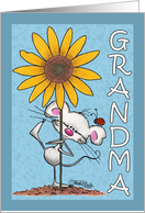 Mouse and Sunflower Happy Birthday for Grandma card