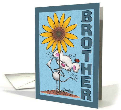 Mouse and Sunflower Happy Birthday for Brother card (338096)