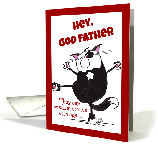 Happy Birthday for Godfather Show Off Cat card (338254)