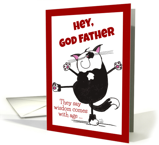 Show Off Cat Happy Birthday for Godfather card (338254)