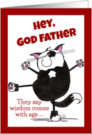 Show Off Cat Happy Birthday for Godfather card