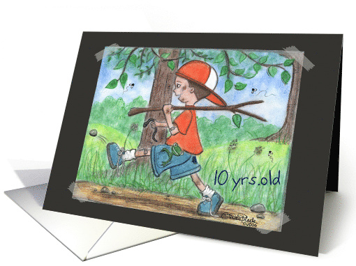 All Boy Happy Birthday for Ten Year Old Boy in Wooded Area card