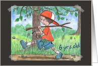 All Boy Happy Birthday for Six Year Old Boy in Wooded Area card