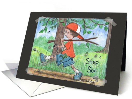 All Boy Happy Birthday for Step Son Boy in Wooded Area card (340008)