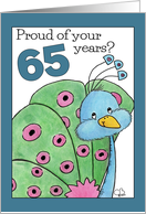 Proud Peacock 65th Birthday card