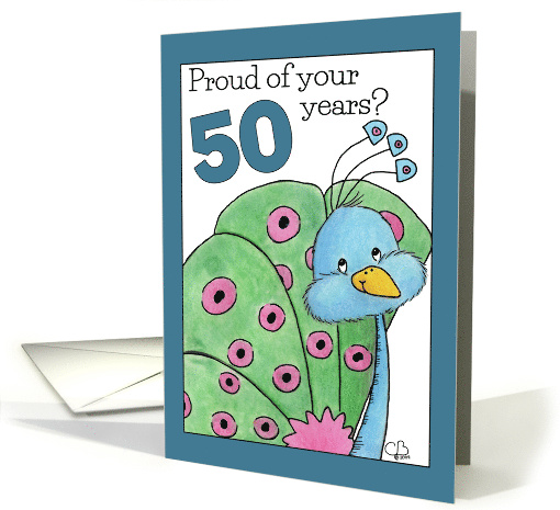 Proud Peacock 50th Birthday card (341705)