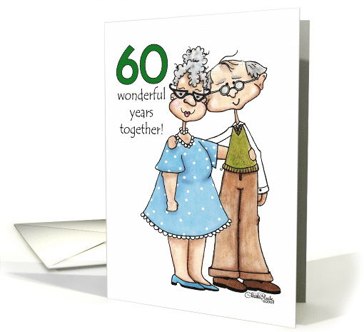 Growing Old Together 60th Anniversary Cute Old Couple card (343452)