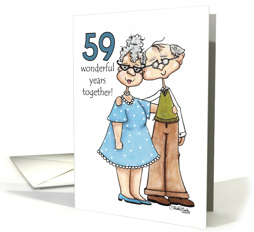 Growing Old Together 59th Anniversary Cute Old Couple card (343462)