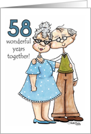 Growing Old Together 58th Anniversary Cute Old Couple card