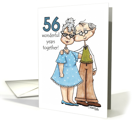 Growing Old Together 56th Anniversary Cute Old Couple card (343470)