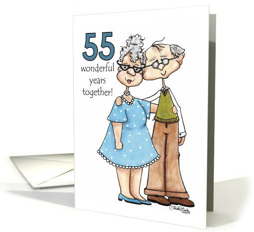 Growing Old Together 55th Anniversary Cute Old Couple card (343472)