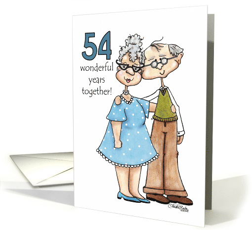 Growing Old Together 54th Anniversary Old Couple card (343476)