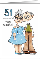 Growing Old Together 51st Anniversary Cute Old Couple card