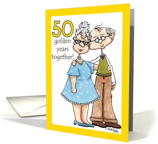 Growing Old Together Happy 50th Anniversary Old Couple card (343488)