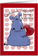 Girlfriend Happy Valentine’s Day Hippo with Boxed Candy card