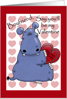 Boyfriend Happy Valentine’s Day Hippo with Box of Chocolates card